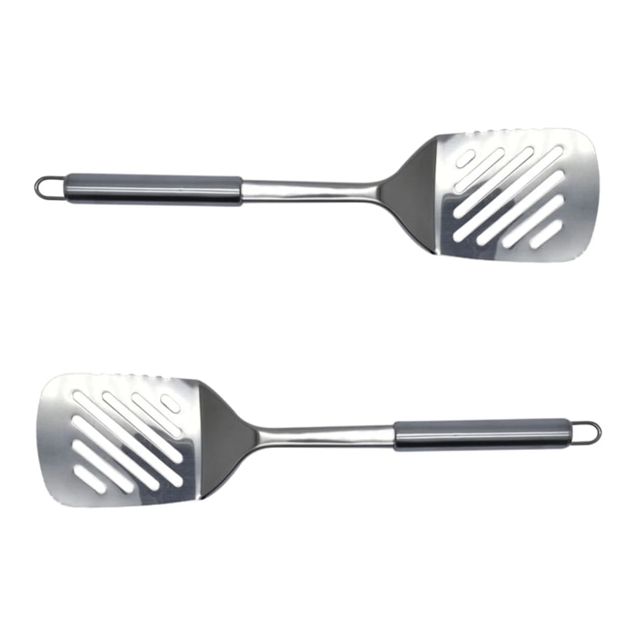 Ensemble de 2 Spatules de cuisine ajourée en inox 33 cm Fackelmann Elemental