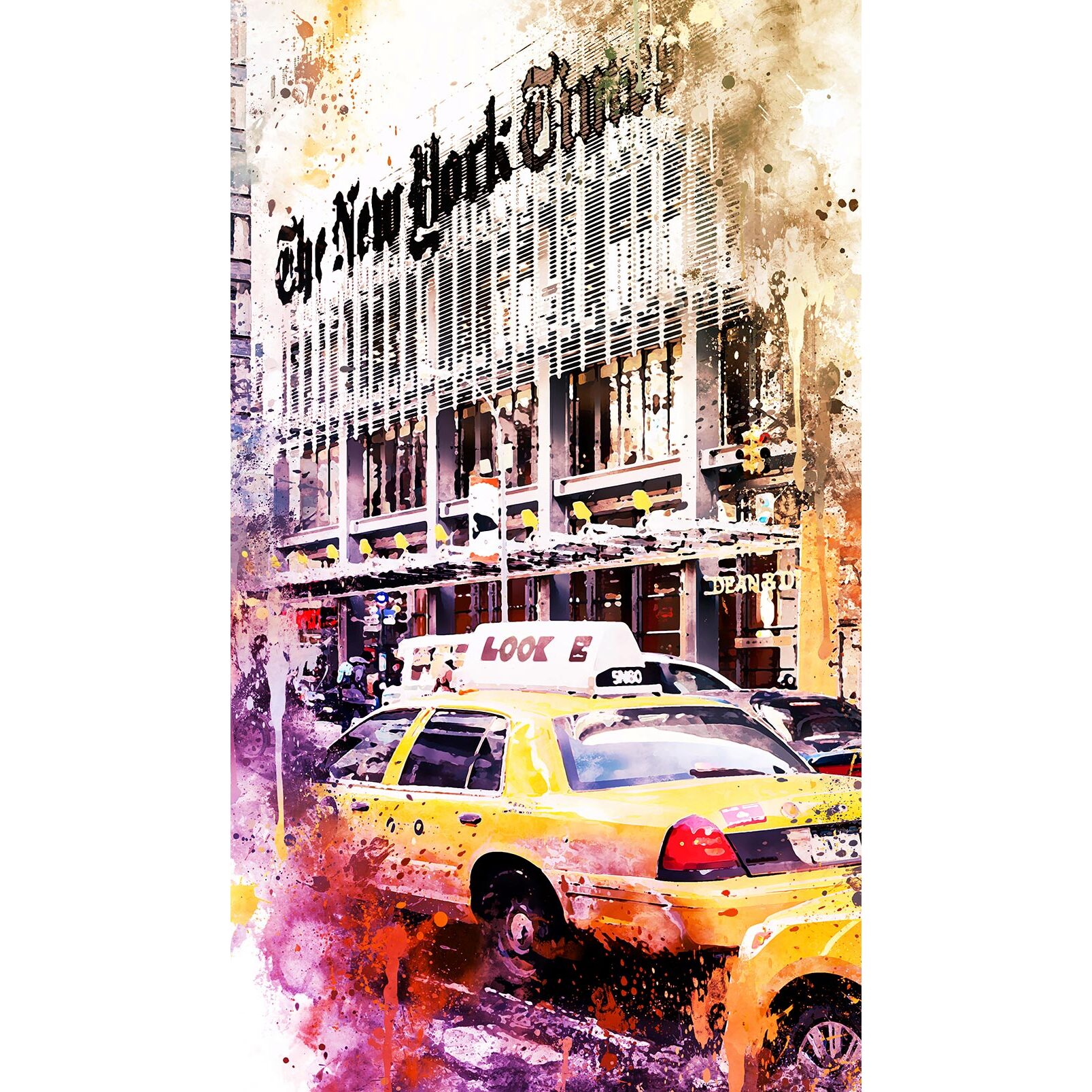 Papier peint graphique taxi new york the times Intissé