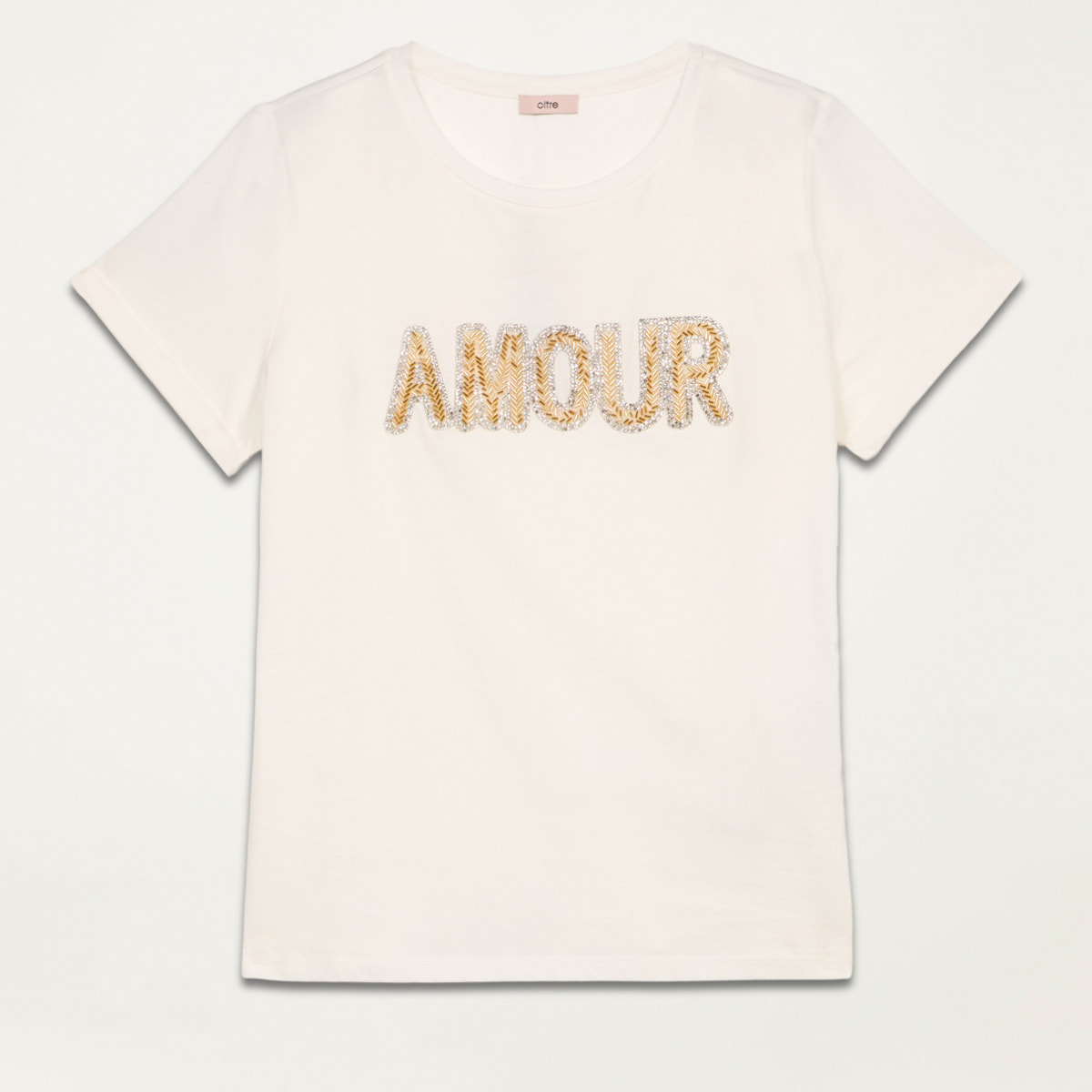 Oltre - T-shirt con patch gioiello - Bianco