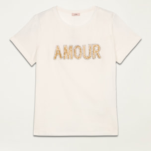 Oltre - T-shirt con patch gioiello - Bianco