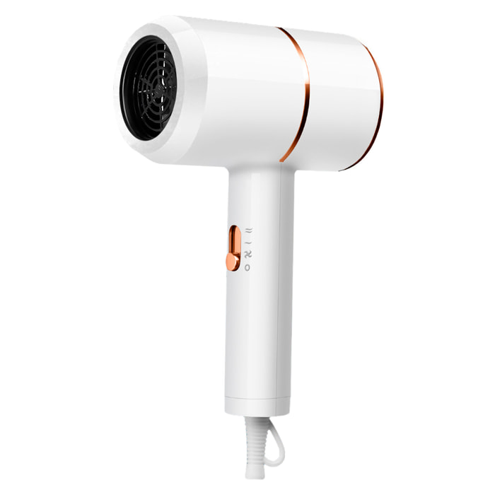 Secador iónico con 800W, luz azul hidratante y 3 niveles de velocidad.