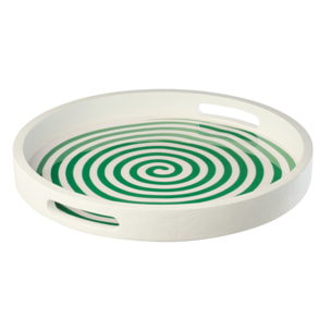 J-line Plateau Rond - bois - vert/blanc