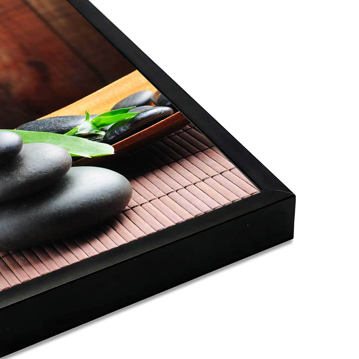 Affiche encadrée zen avec bambou et pierres naturelles Affiche + cadre en métal - Noir