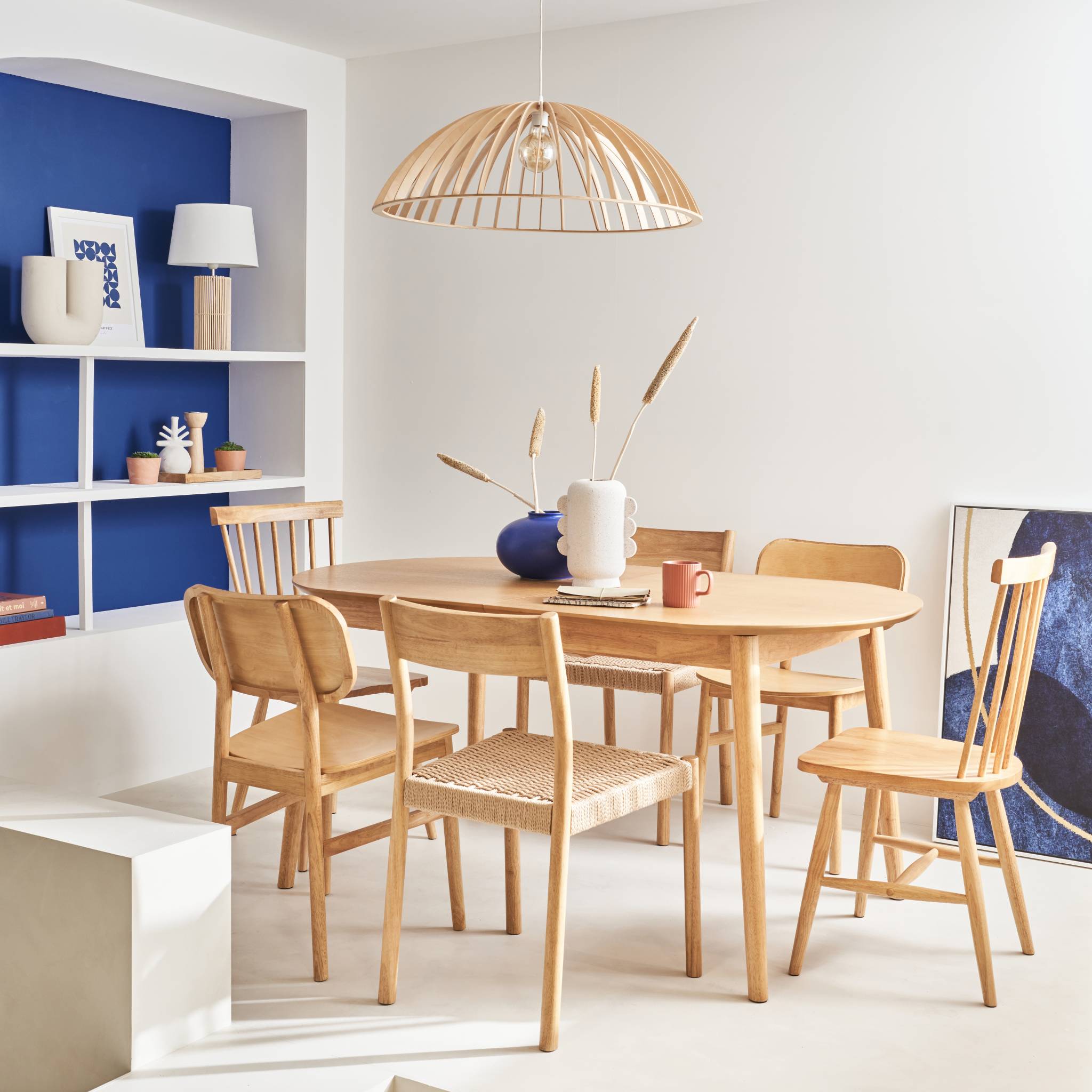 Table à manger extensible naturelle ovale Lisa 6 à 8 places. 160 à 210cm