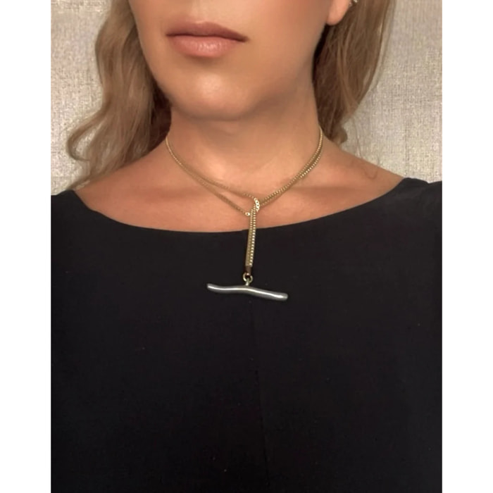 Collar Pendant doble o largo 90 dorado chapado latón