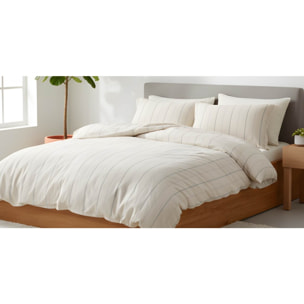 Parure housse de couette et taie(s) d'oreiller coton lavé tisse-teint