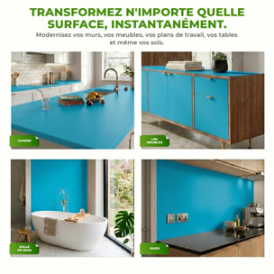Rouleau adhésif décoratif Vinyle au Mètre - Bleu ciel - Sticker Lavable Imperméable Mur Cuisine Meubles