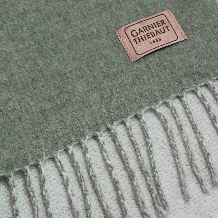 Plaid laine & autres fibres uni gris vert Duetto lichen