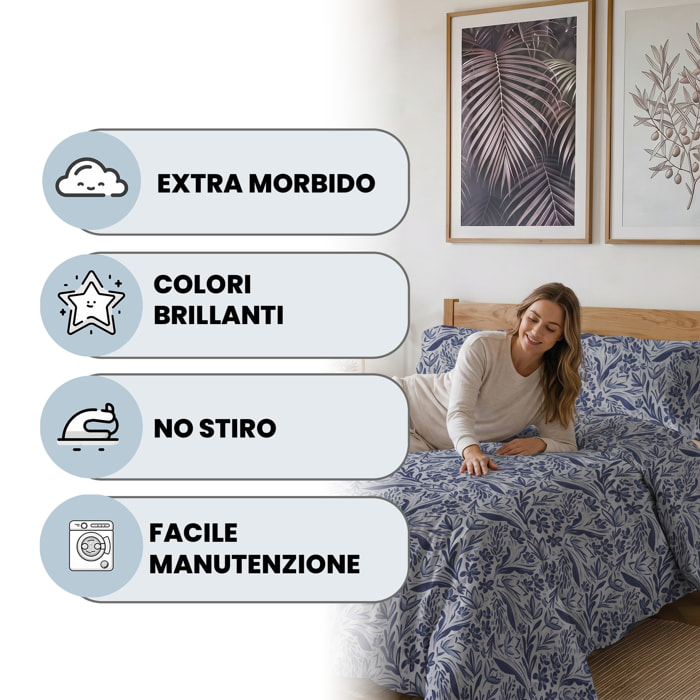 PARURE COPRIPIUMINO PIAZZA E MEZZA KARMA - 100% Microfibra
