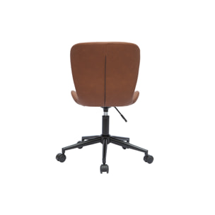 Chaise de bureau à roulettes marron et métal noir JOSH
