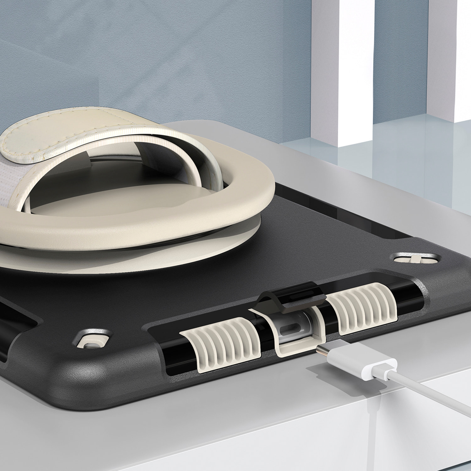 DAM Custodia Rugged Armor per iPad 10,2 pollici. 360°, serie A, seconda generazione. Con maniglia. 18,5x4x26,5cm. Colore nero