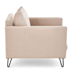 Ostrava - fauteuil en velours pieds en épingle - Beige