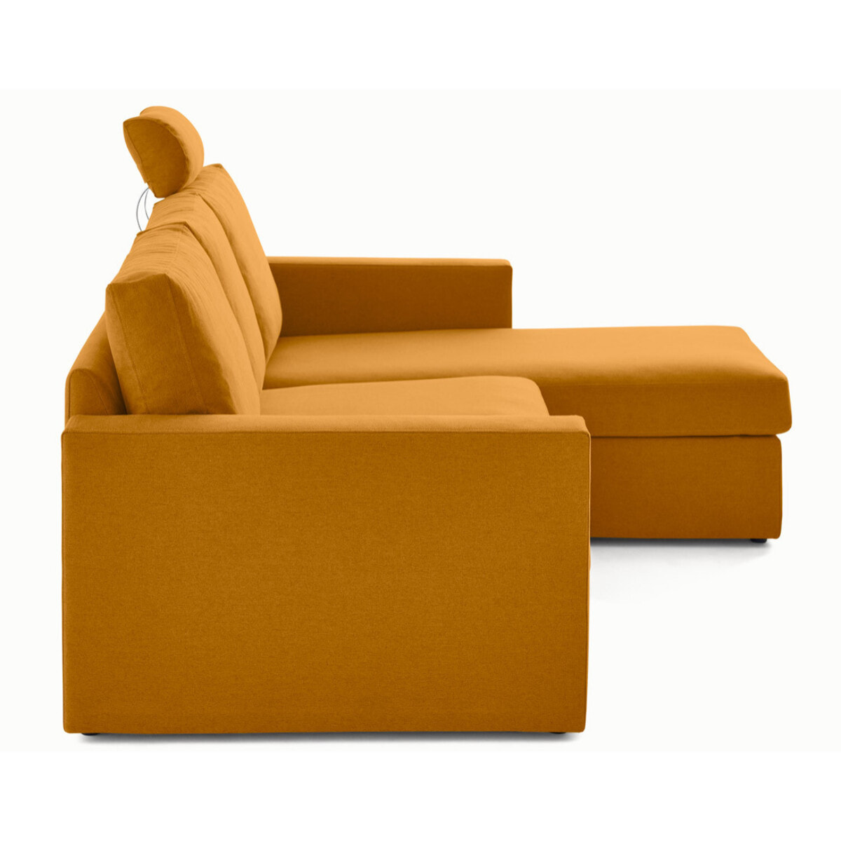 Barrie - canapé d'angle réversible 4 places avec têtière amovible en tissu - Jaune