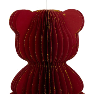 Sujet ourson papier H.12cm rouge