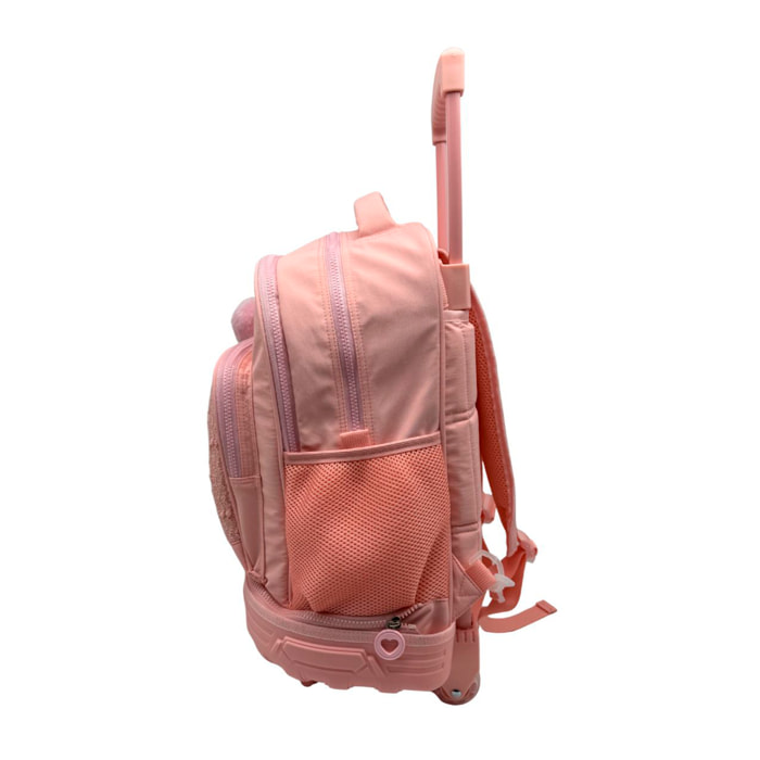 Trolley Fisso Compatto Doppio Corpo Grande Capacità Blin Blin Love. Schienale e spallacci regolabili e imbottiti. Con accessorio a cuore.