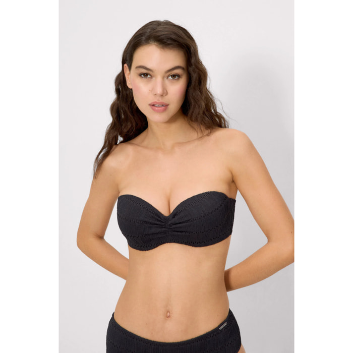 Top bikini bandeau push‑up Nero