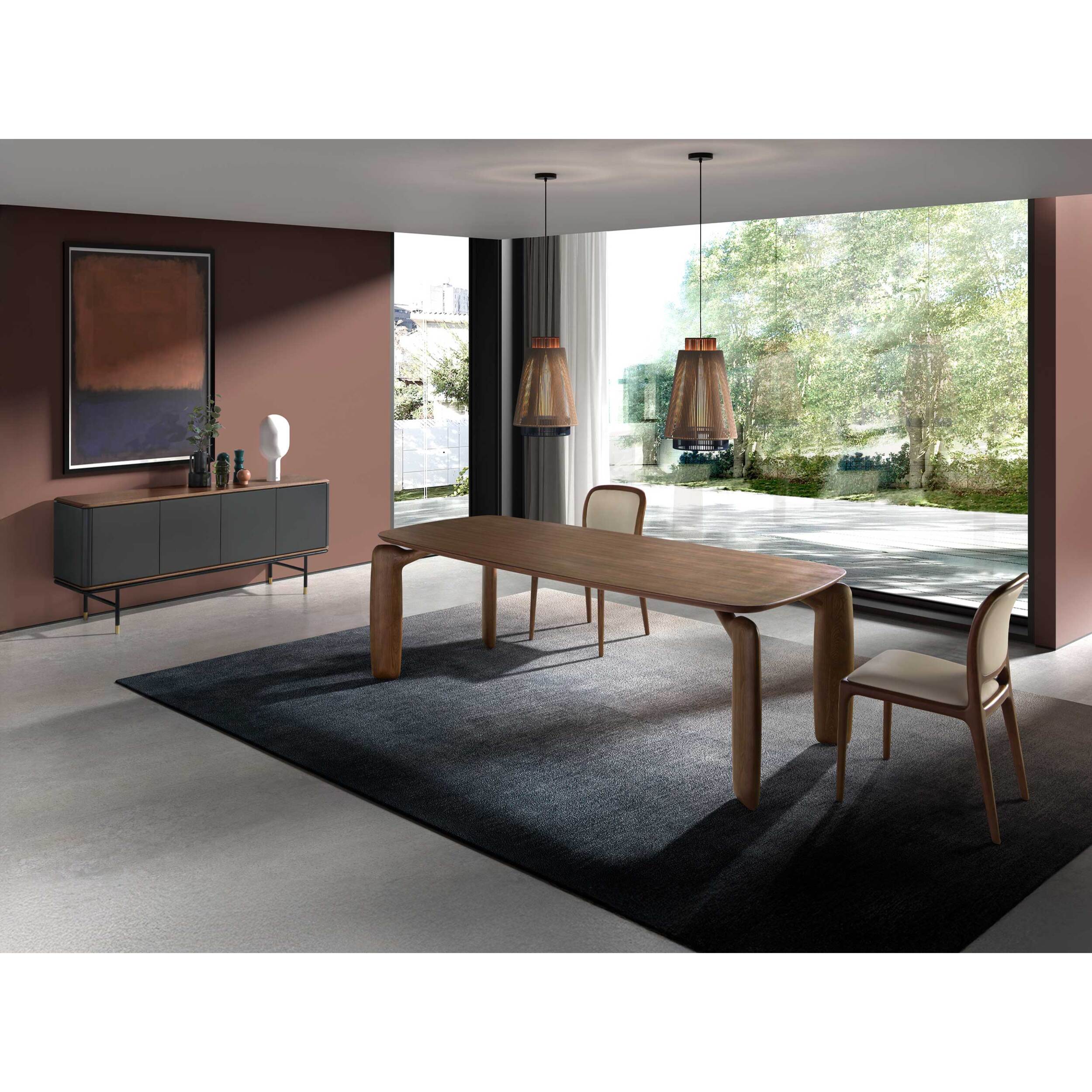 Silla tapizado en polipiel en crema patas de madera en nogal 51x58x87cm