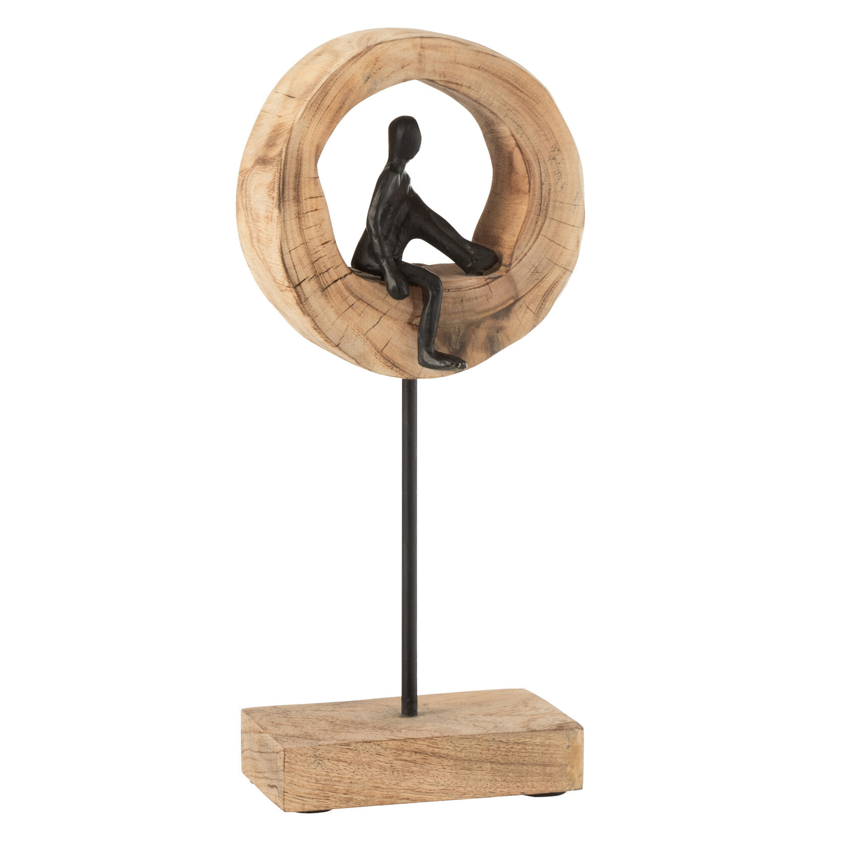 J-Line figurine Pensive Anneau - hout/aluminium - noir