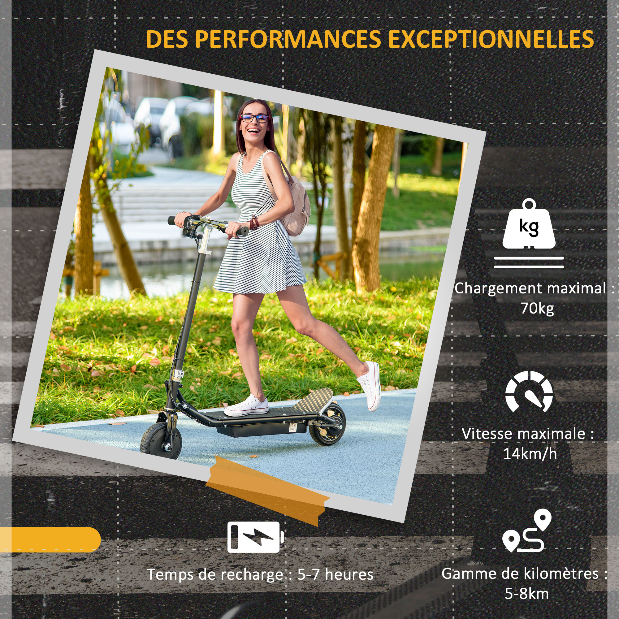 Trottinette électrique 150 W pliable réglable enfant 7-14 ans 14 Km/h max. autonomie 8 Km max. noir