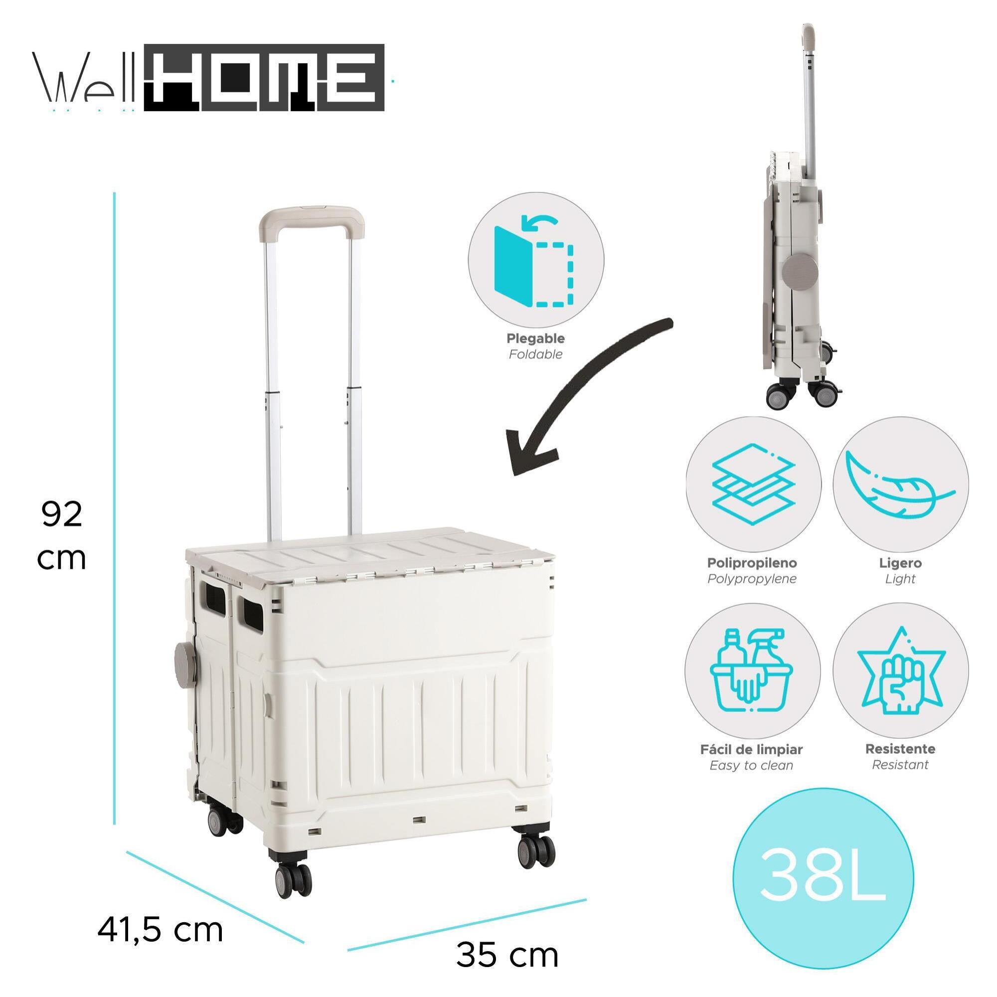 Carrito de almacenaje Plegable 41,5 × 35 × 92 cm con 4 ruedas giratorias de 360º color Gris-38L