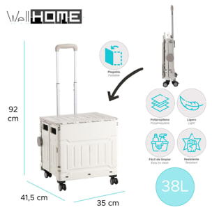 Carrito de almacenaje Plegable 41,5 × 35 × 92 cm con 4 ruedas giratorias de 360º color Gris-38L