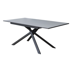 Table extensible 90x120/180 cm Ganty Gris Béton bande de chante en teinte cadre Anthracite