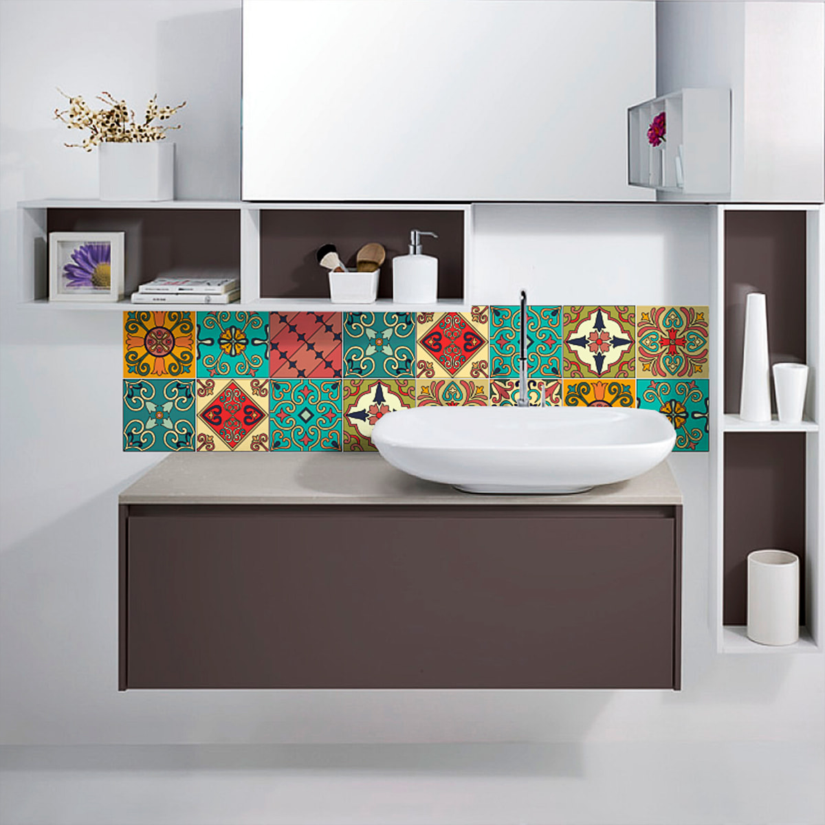 Stickers muraux - Sticker Mural Carrelage adhésif Cuisine Salle de Bain - 9 STICKERS CARRELAGES AZULEJOS MOSAÏQUES ORIENTALES