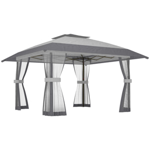 Tonnelle barnum pop-up 4 x 4 m moustiquaire intégrale sacs lestage gris