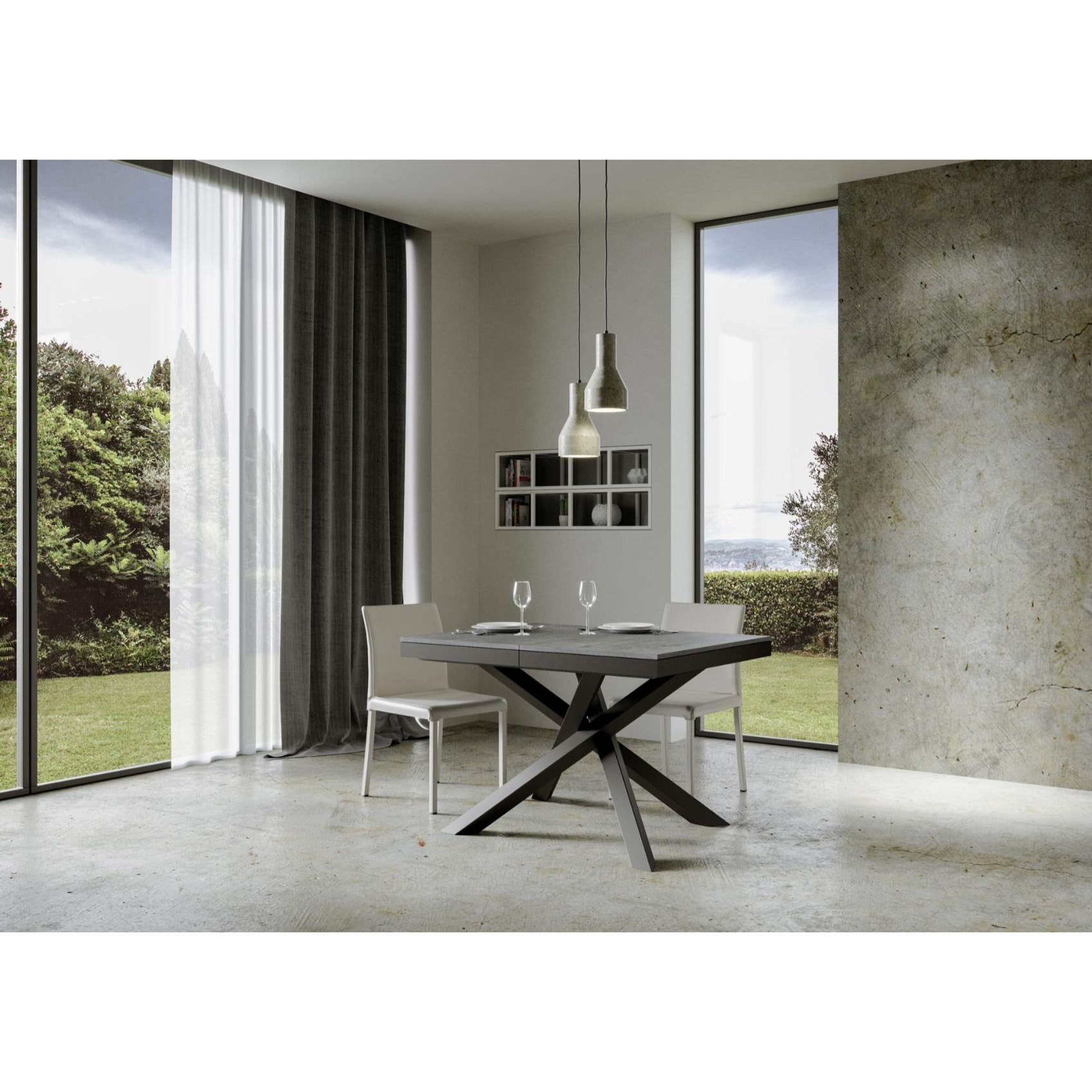 Mesa extensible 90x120/380 cm Volantis Evolution Cemento estructura Antracita