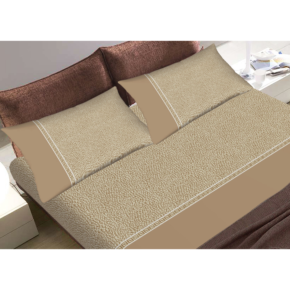 Completo Lenzuola 100% Cotone Borbonstyle Beige