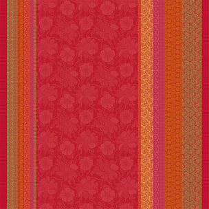 Nappe enduite jacquard Mille roses festives sangria
