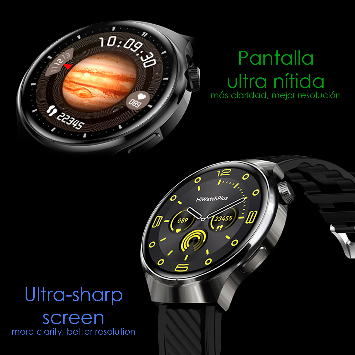 Smartwatch Watch 4 Pro con llamadas Bluetooth, dos correas (metal y cuero), modos de deporte, monitoreo de salud y corona multifunción