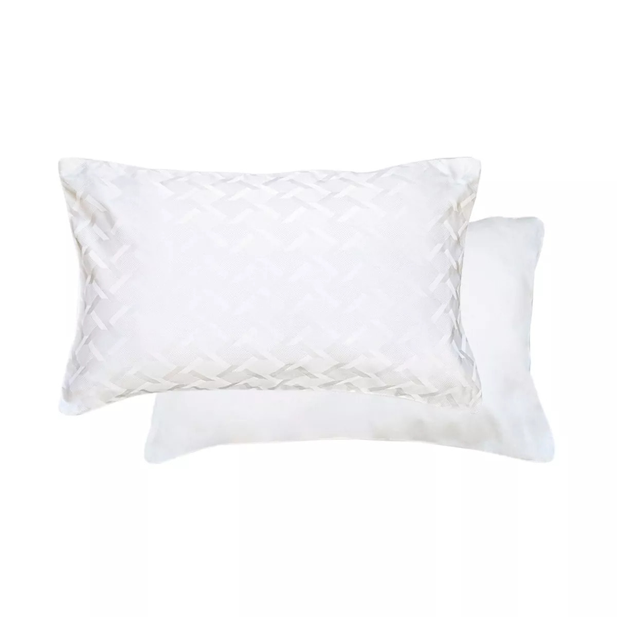Taie d'oreiller satin de coton motif jacquard blanc Adagio blanc