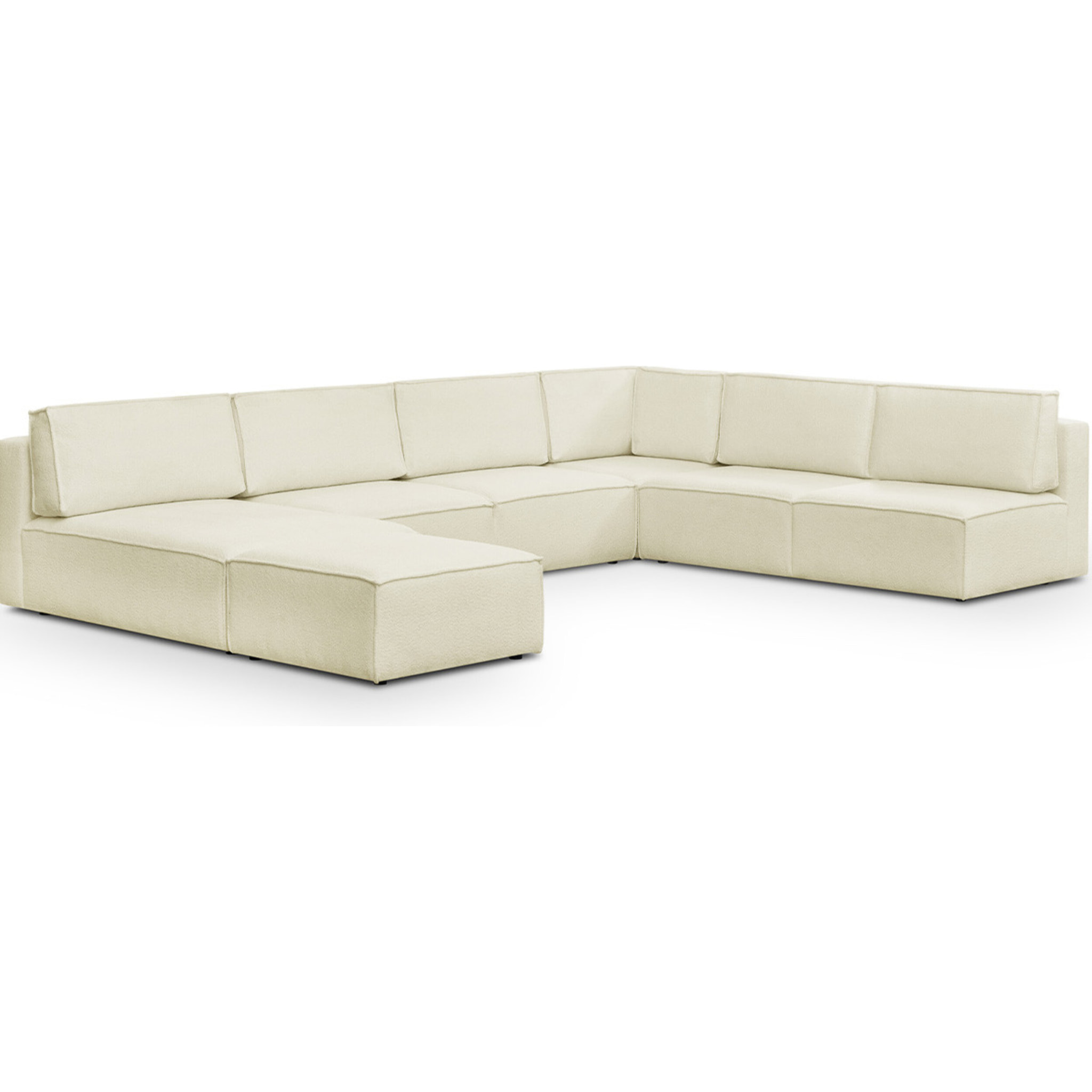 Canapé d'angle droit convertible 10+1 places en tissu bouclé - HARPER MOD