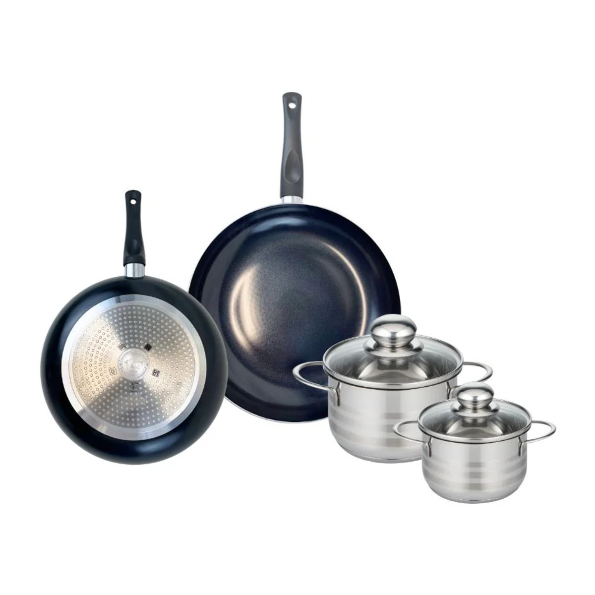 Ensemble de 2 Poêles de cuisson 20 et 24 cm et 2 faitouts 12 et 14 cm Elo Prima Brillant
