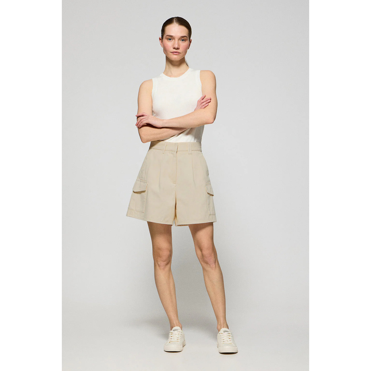 Pantaloncini Menfis in twill color sabbia con dettagli Polo Club