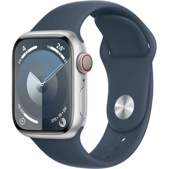 Montre connectée APPLE WATCH Serie 9 Cellular 41mm Aluminium/Argent Bleu Orage  M/L