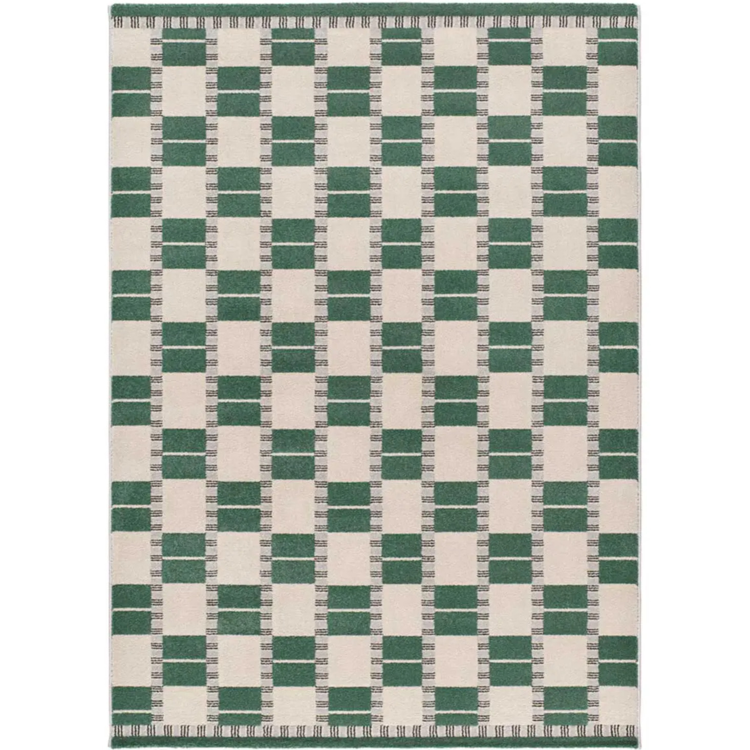 ASTRA Alfombra geométrica de pelo corto verde, varias medidas disponibles.