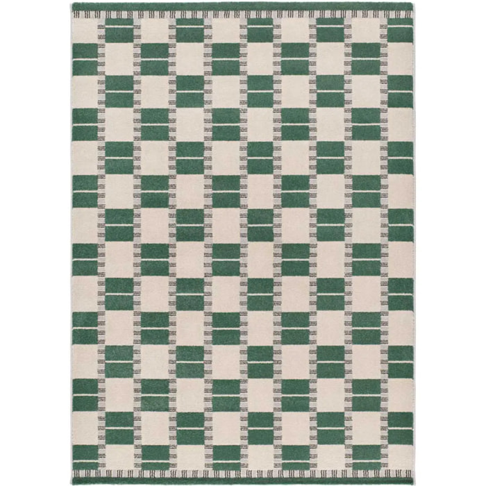 ASTRA Alfombra geométrica de pelo corto verde, varias medidas disponibles.