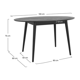 Table ovale 4 personnes en bois noir 130 cm - Eddy