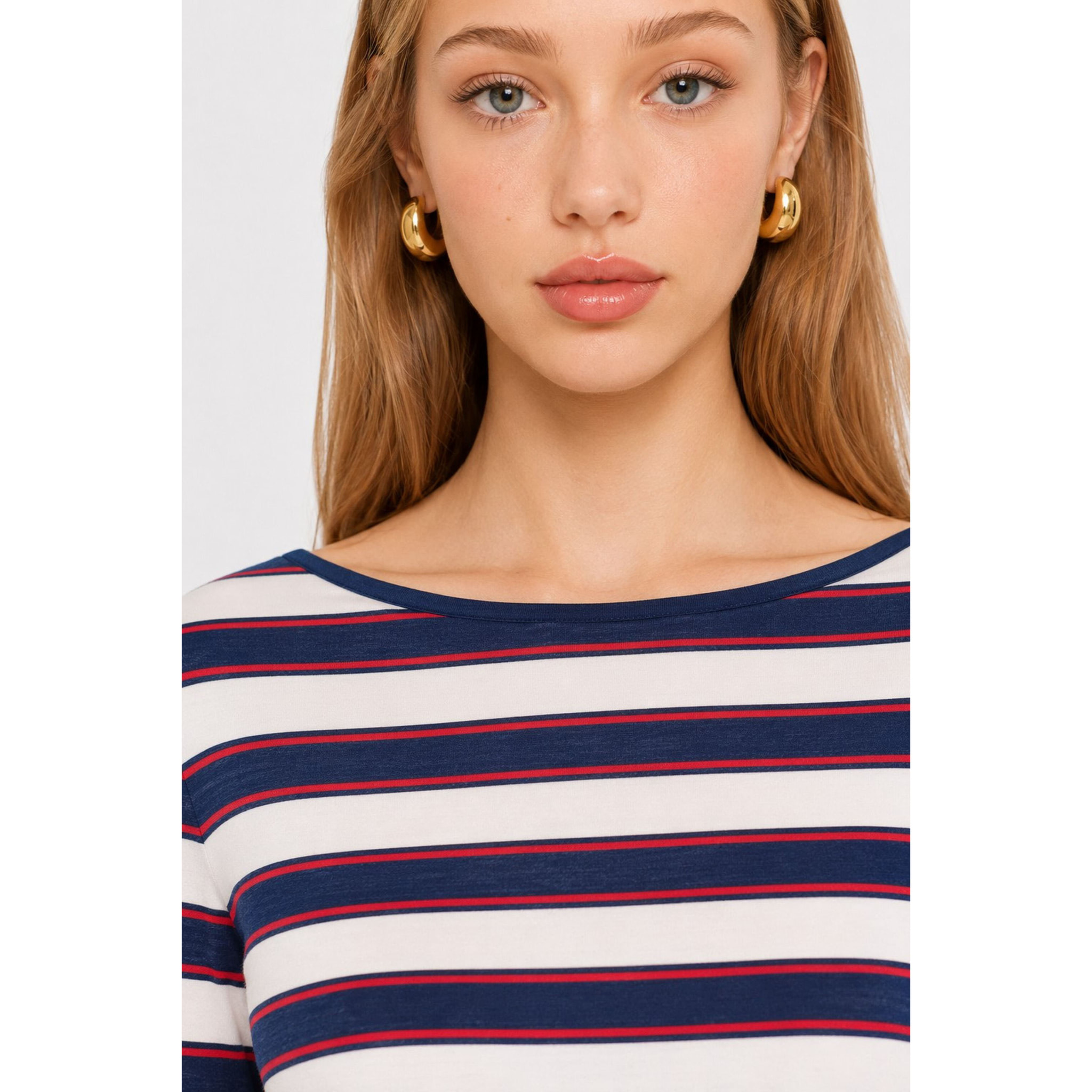 Kocca - T-shirt da donna a righe con maniche lunghe in viscosa Donna