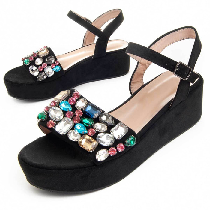 Sandalia con plataforma 4 cm negro