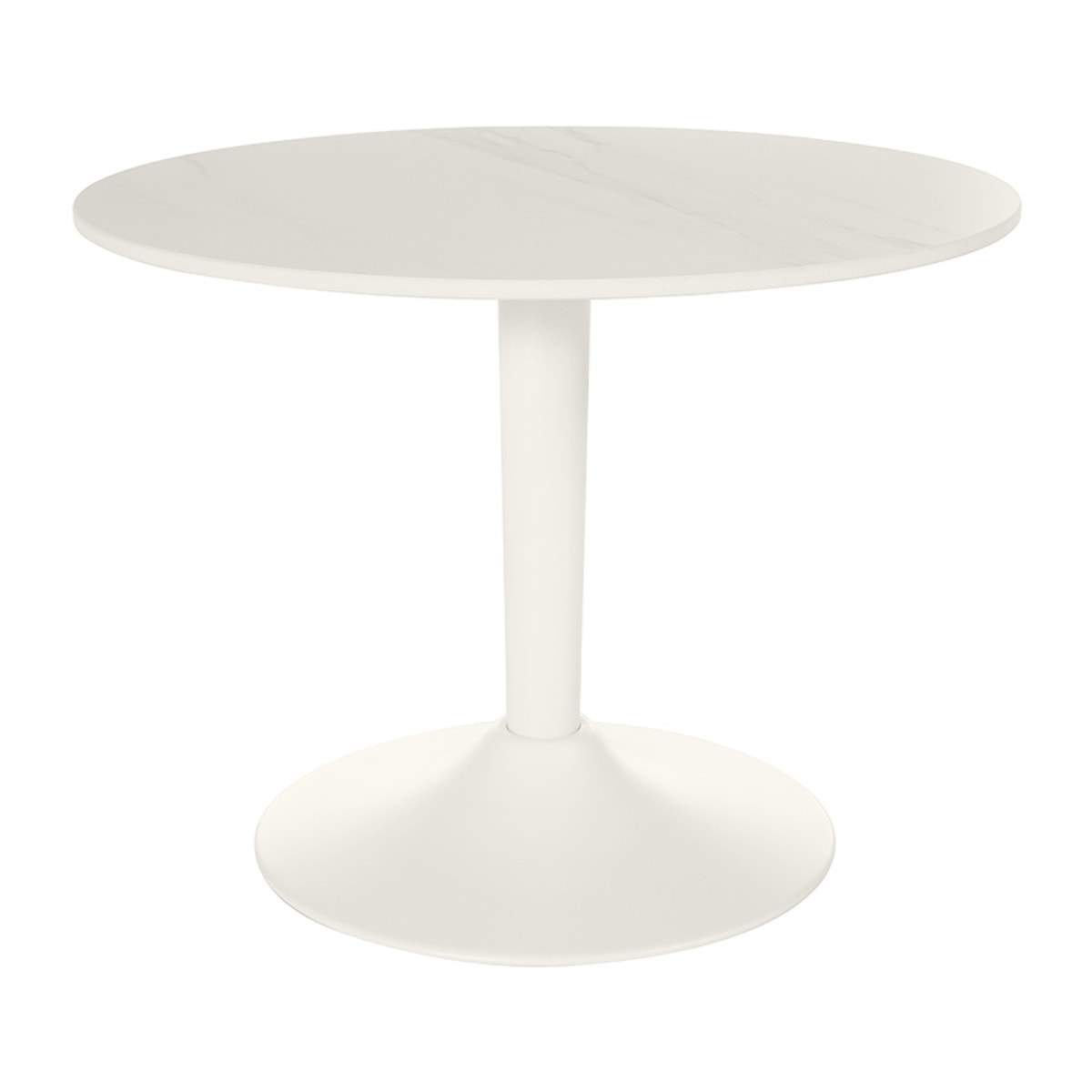 Table basse design ronde en céramique blanche et métal D60 cm MALOU