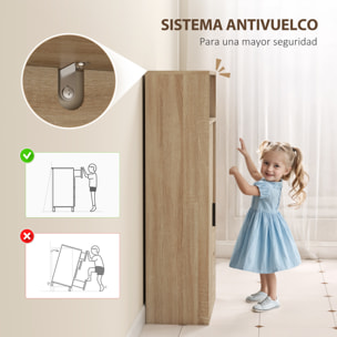 Mueble de Baño Estrecho Armario de Baño con 2 Cajones Compartimento Abierto y Estantes Ajustables para Espacio Pequeño Cocina Salón 50x25x100 cm Natural