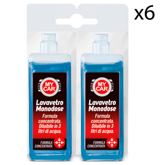 6x My Car Liquido Lavavetro Monodose Concentrato - 12 Flaconi da 50ml