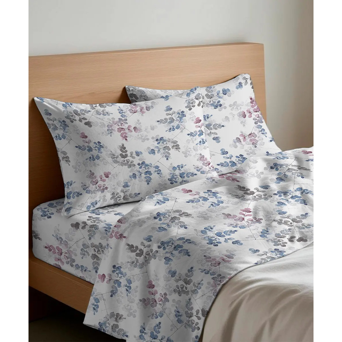 Lenzuolo superiore PETALO AZZURRO 100% Cotone e Made in Italy floreale primavera