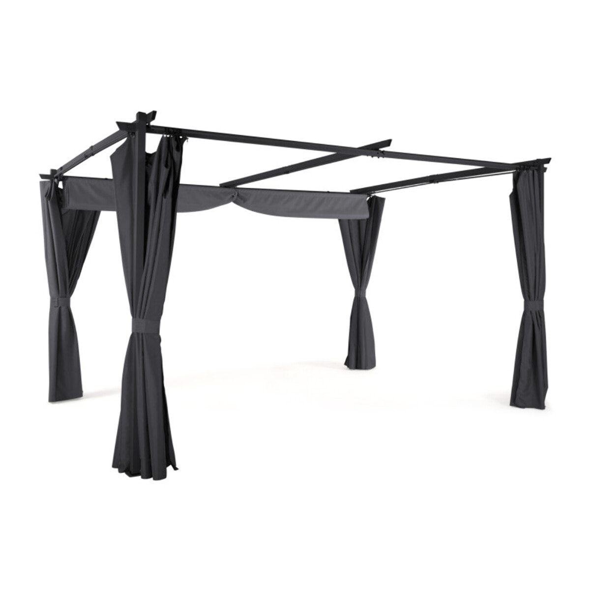 Pergola Marina 3x4m toit rétractable + 4 rideaux