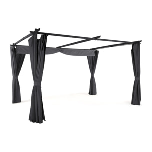 Pergola Marina 3x4m toit rétractable + 4 rideaux