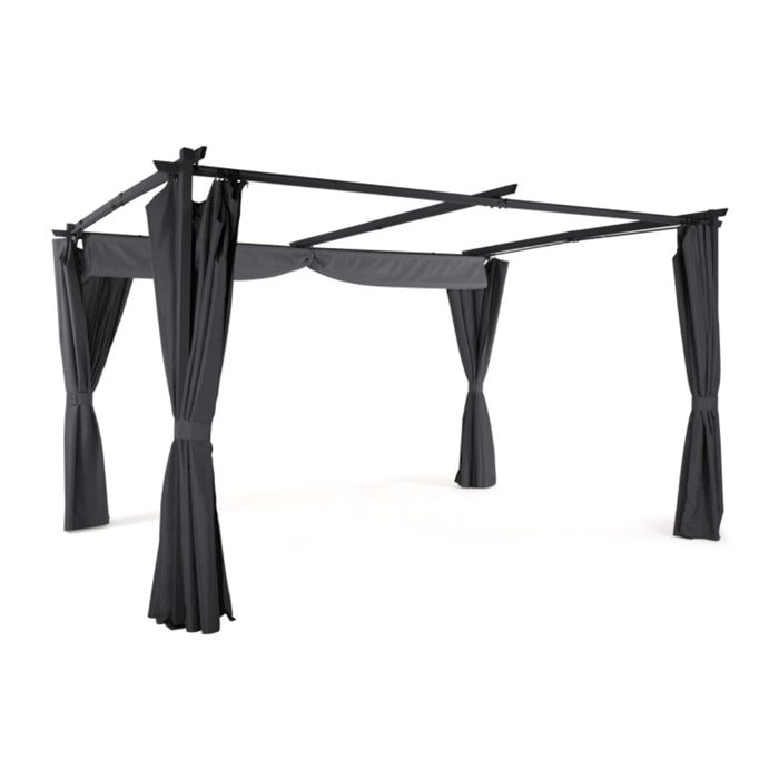 Pergola Marina 3x4m toit rétractable + 4 rideaux