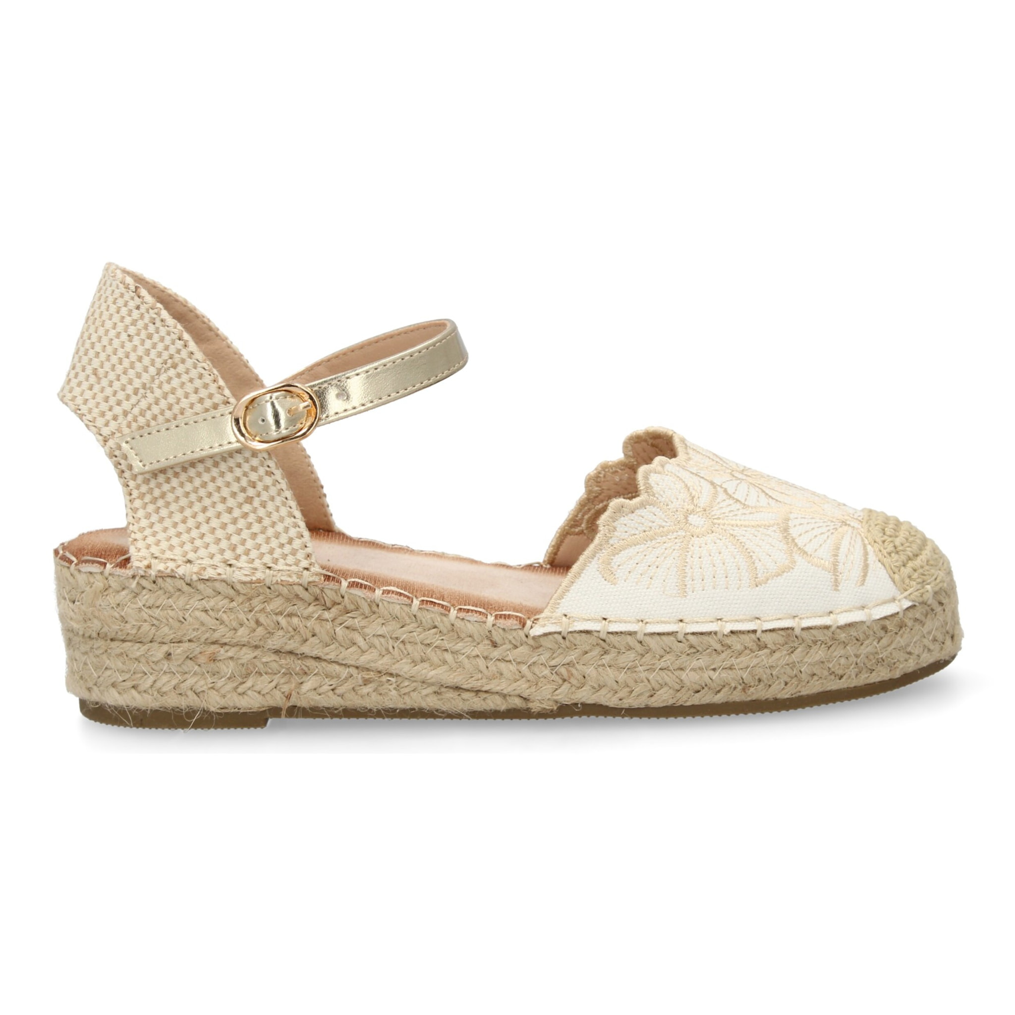 Sandalia de cuña de yute para mujer, comodas y elegantes, diseño de flores